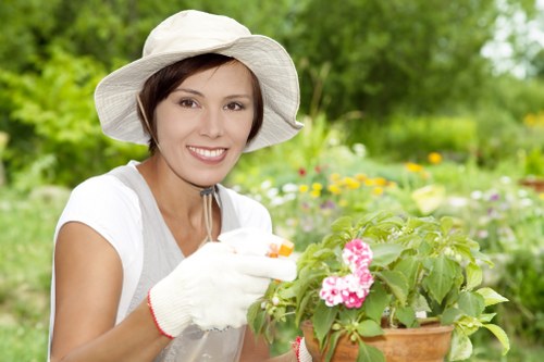 Gardening crew preparing for a riverside lawn clearance